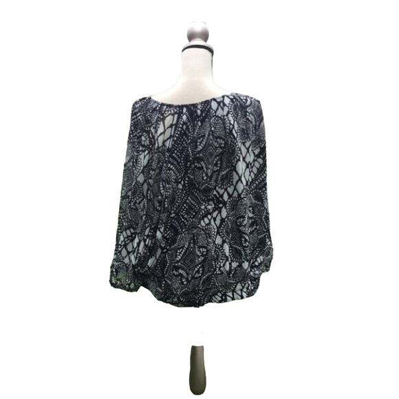 Avenue Studio Size 18/20 Black White Print Sheer Boho Classy Career Wear Flowy - Picture 2 of 8
